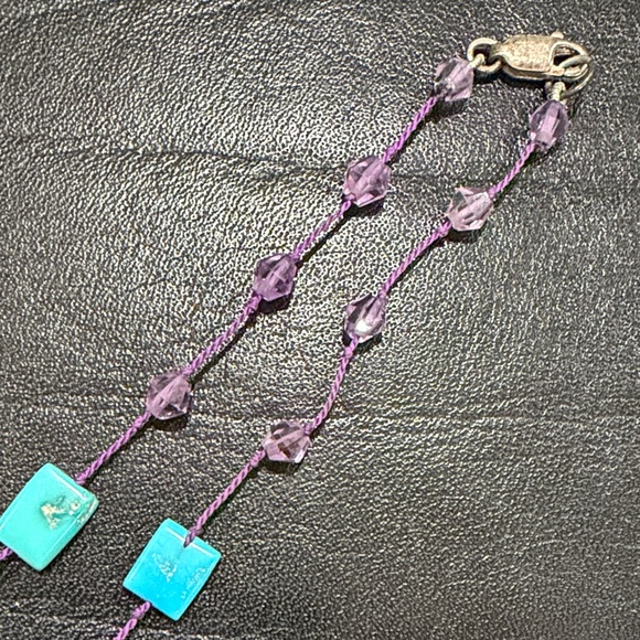 Necklace - lavender and turquoise - Picture 3 of 4